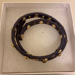 Dark purple with gold dots wraparound bracelet